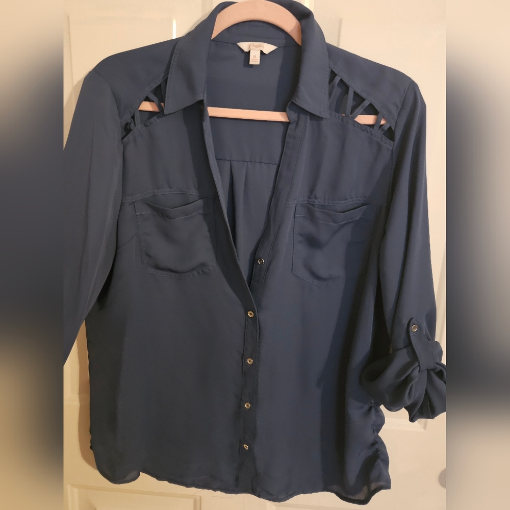 Candie's Deep Blue Button Down Shirt